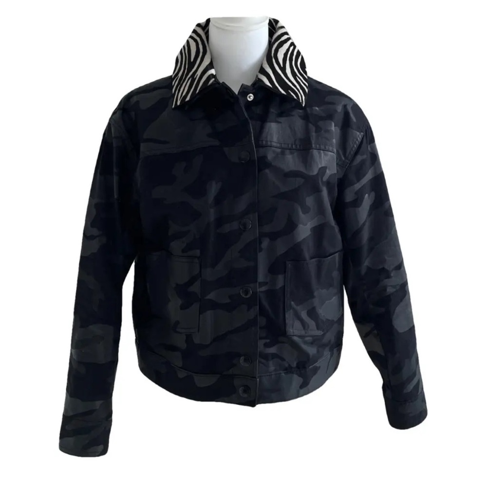 Moncler Camo Print Zebra Collar Jacket